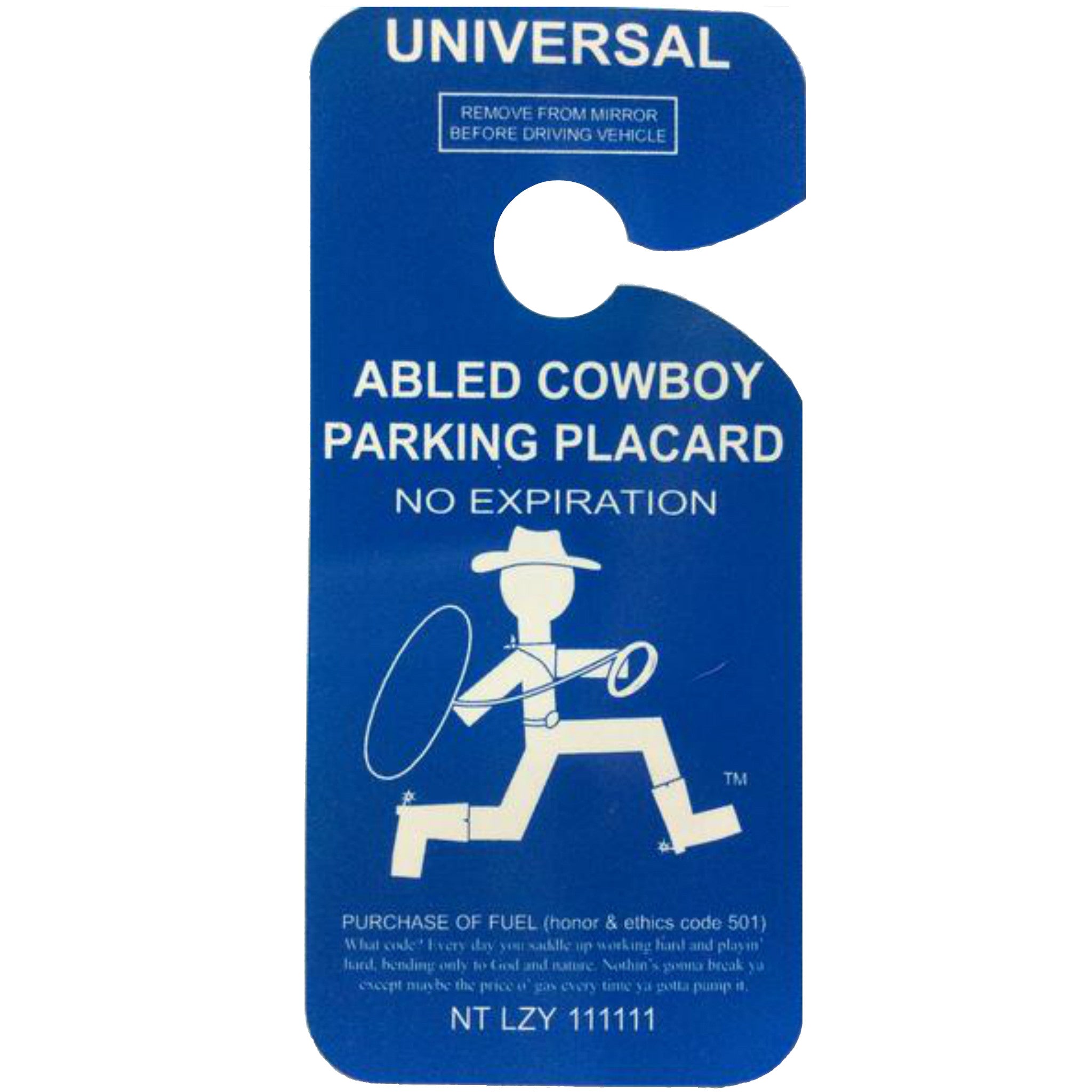Cowboy Parking-Rear-View Mirror Signs-Goofy That